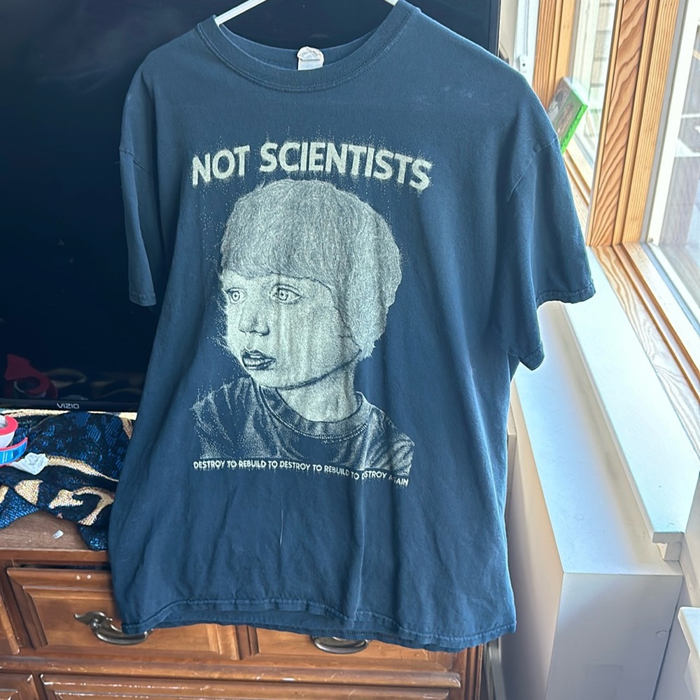 Vintage Not Scientists T Shirt, 2000s French Punk, Black, Large